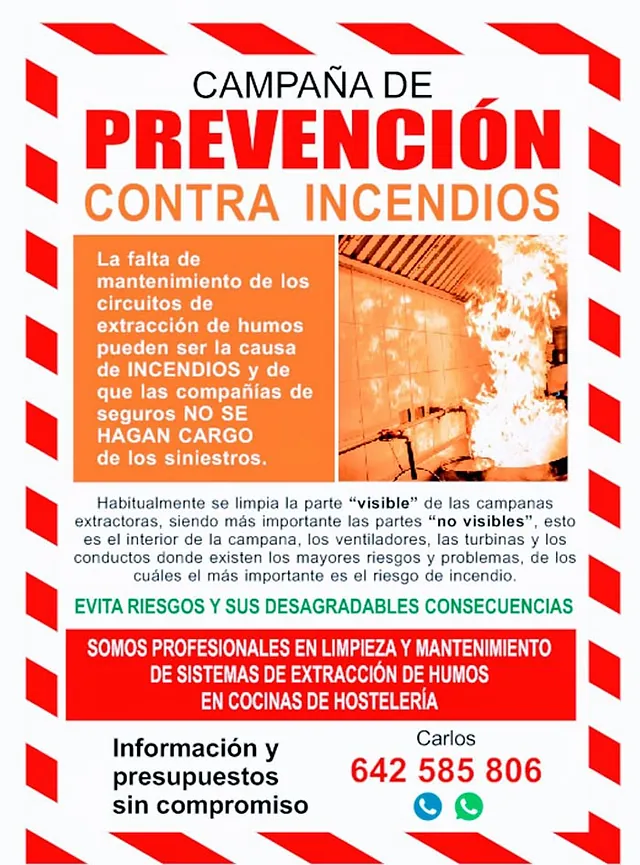 La Campana, limpieza de campanas extractoras prevención contra incendios